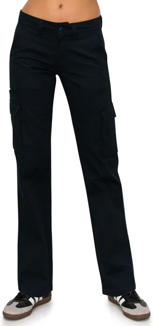 KHAKI & BLUE Women's Work Pants  Mid Rise Relaxed Fit Straight Leg Cargo Casual Trousers with Multi Pockets