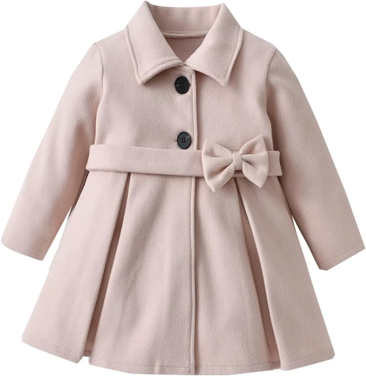 Kids Baby Girls Coat Jacket Warm Jacket Winter Simple Breasted Trench Coat Outwear Wool Blend Coat for 18M-6T