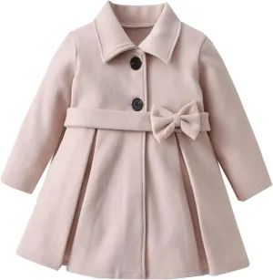 Kids Baby Girls Coat Jacket Warm Jacket Winter Simple Breasted Trench Coat Outwear Wool Blend Coat for 18M-6T