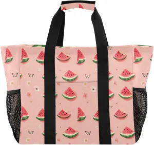 KLL Large Beach Bag Canvas Collapsable Water Resistant Reusable Grocery Bag