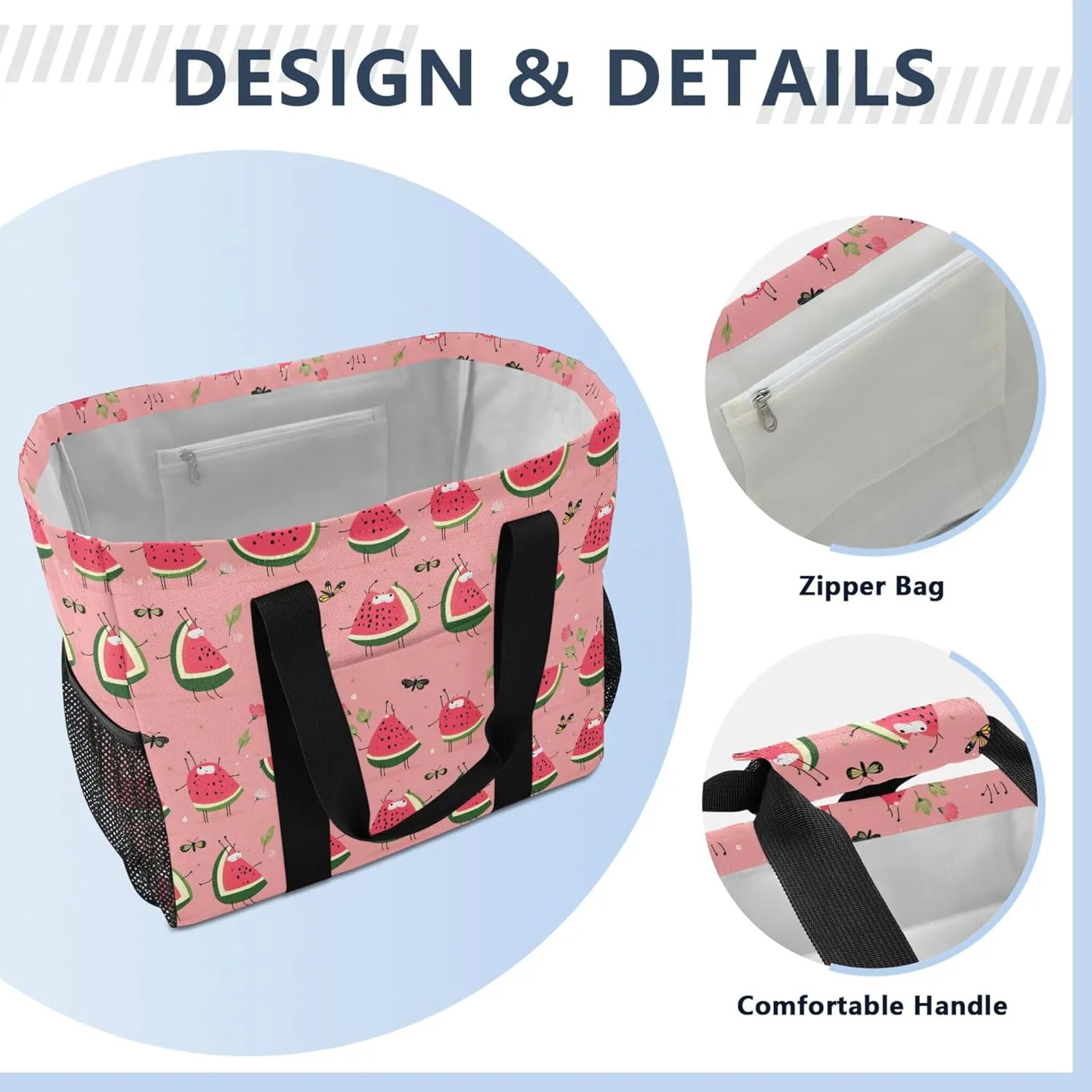 KLL Large Beach Bag Canvas Collapsable Water Resistant Reusable Grocery Bag