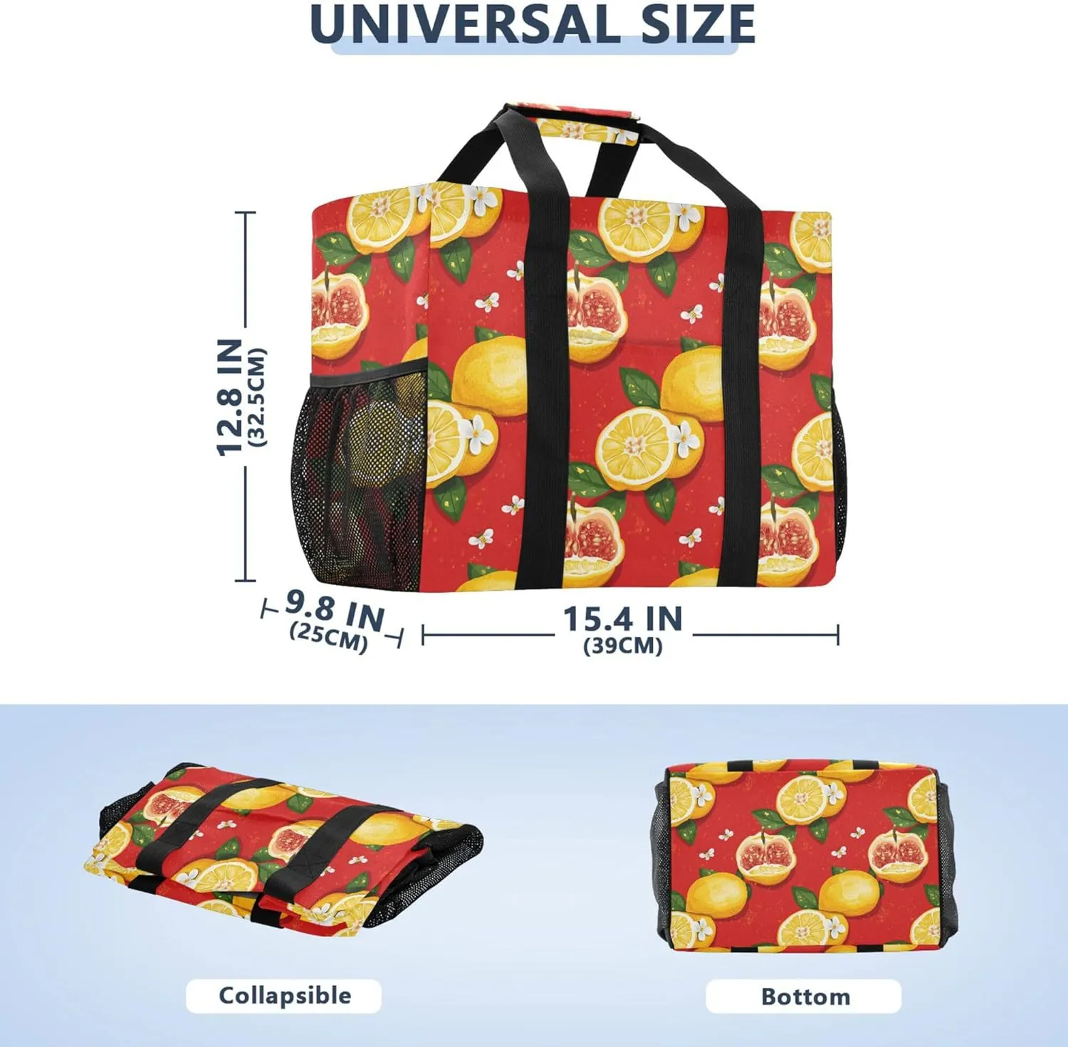 KLL Large Beach Bag Canvas Collapsable Water Resistant Reusable Grocery Bag