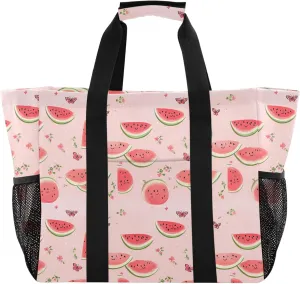 KLL Large Beach Bag Canvas Collapsable Water Resistant Reusable Grocery Bag