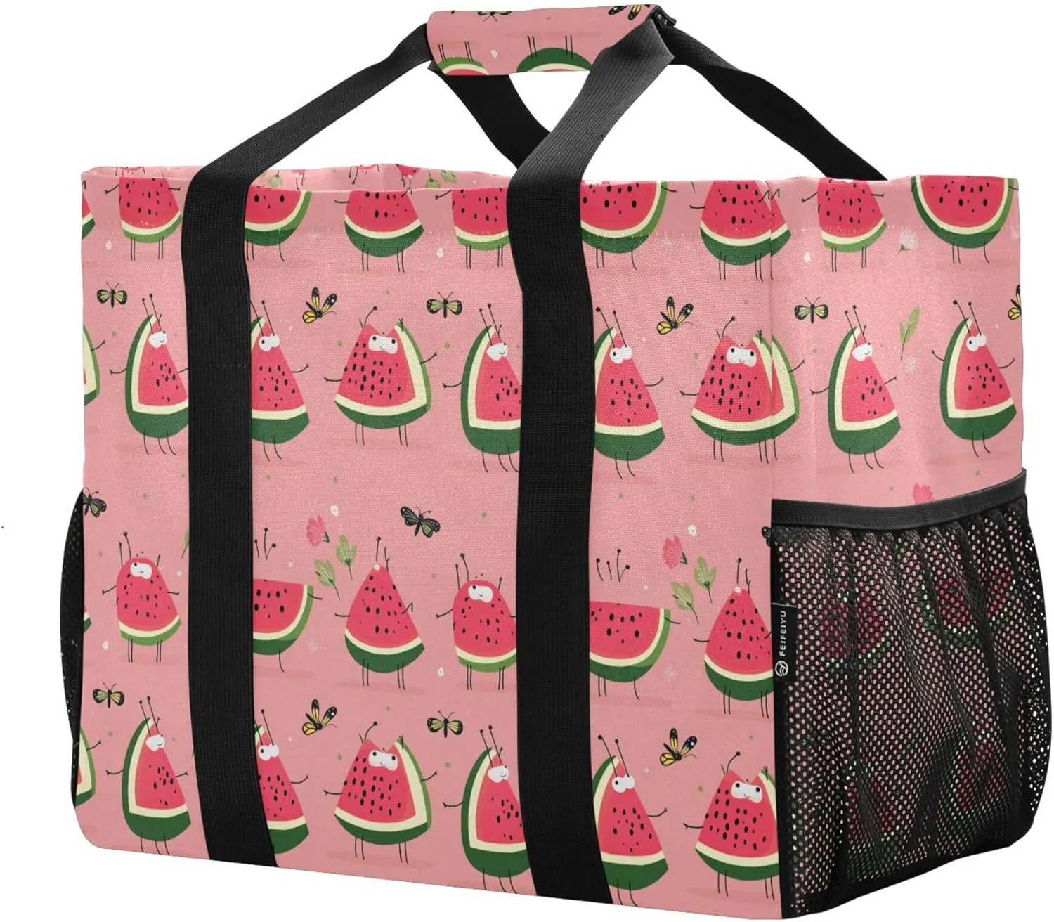 KLL Large Beach Bag Canvas Collapsable Water Resistant Reusable Grocery Bag