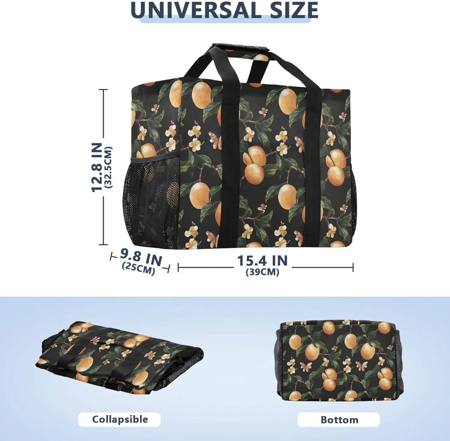 KLL Large Beach Bag Canvas Collapsable Water Resistant Reusable Grocery Bag
