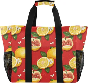 KLL Large Beach Bag Canvas Collapsable Water Resistant Reusable Grocery Bag