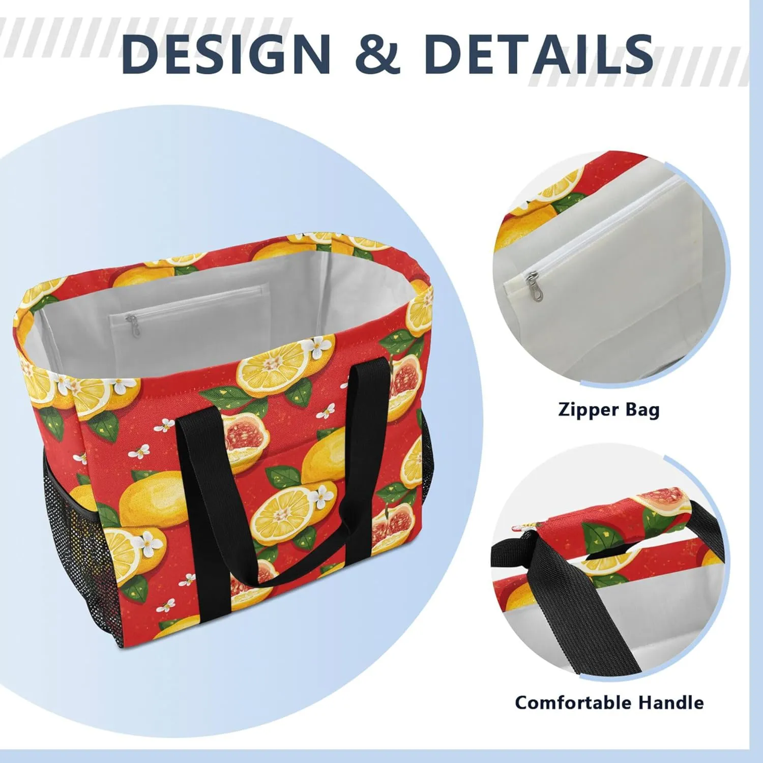 KLL Large Beach Bag Canvas Collapsable Water Resistant Reusable Grocery Bag