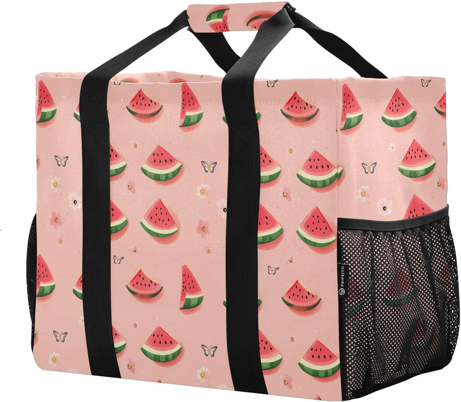 KLL Large Beach Bag Canvas Collapsable Water Resistant Reusable Grocery Bag