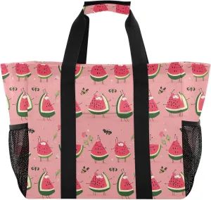 KLL Large Beach Bag Canvas Collapsable Water Resistant Reusable Grocery Bag