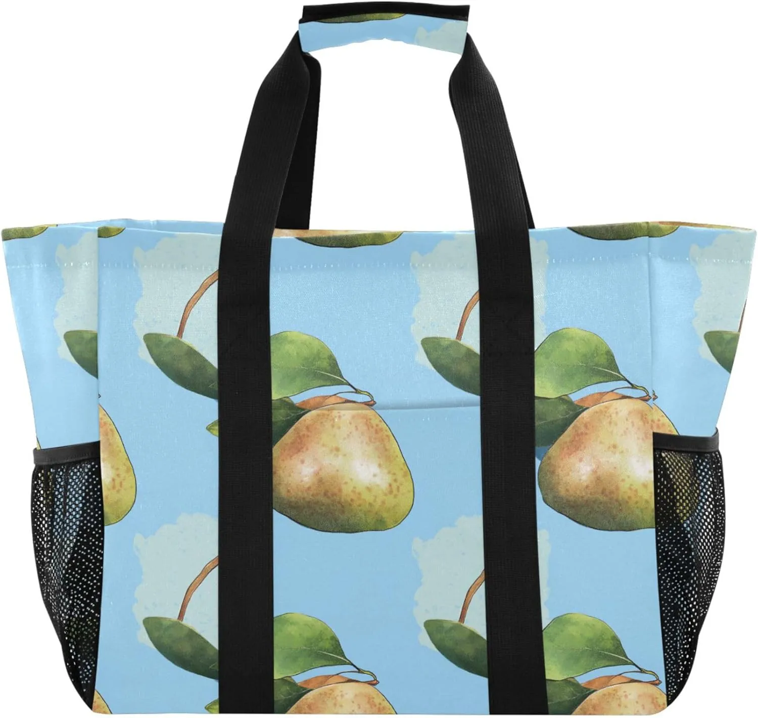 KLL Large Beach Bag Canvas Collapsable Water Resistant Reusable Grocery Bag