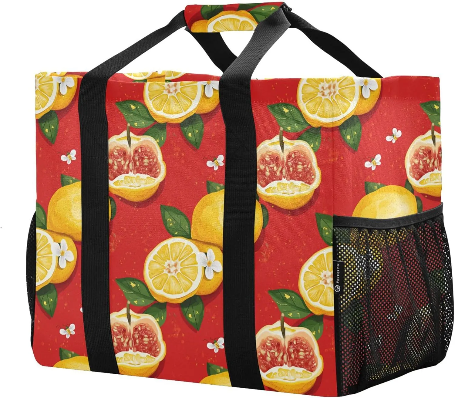 KLL Large Beach Bag Canvas Collapsable Water Resistant Reusable Grocery Bag