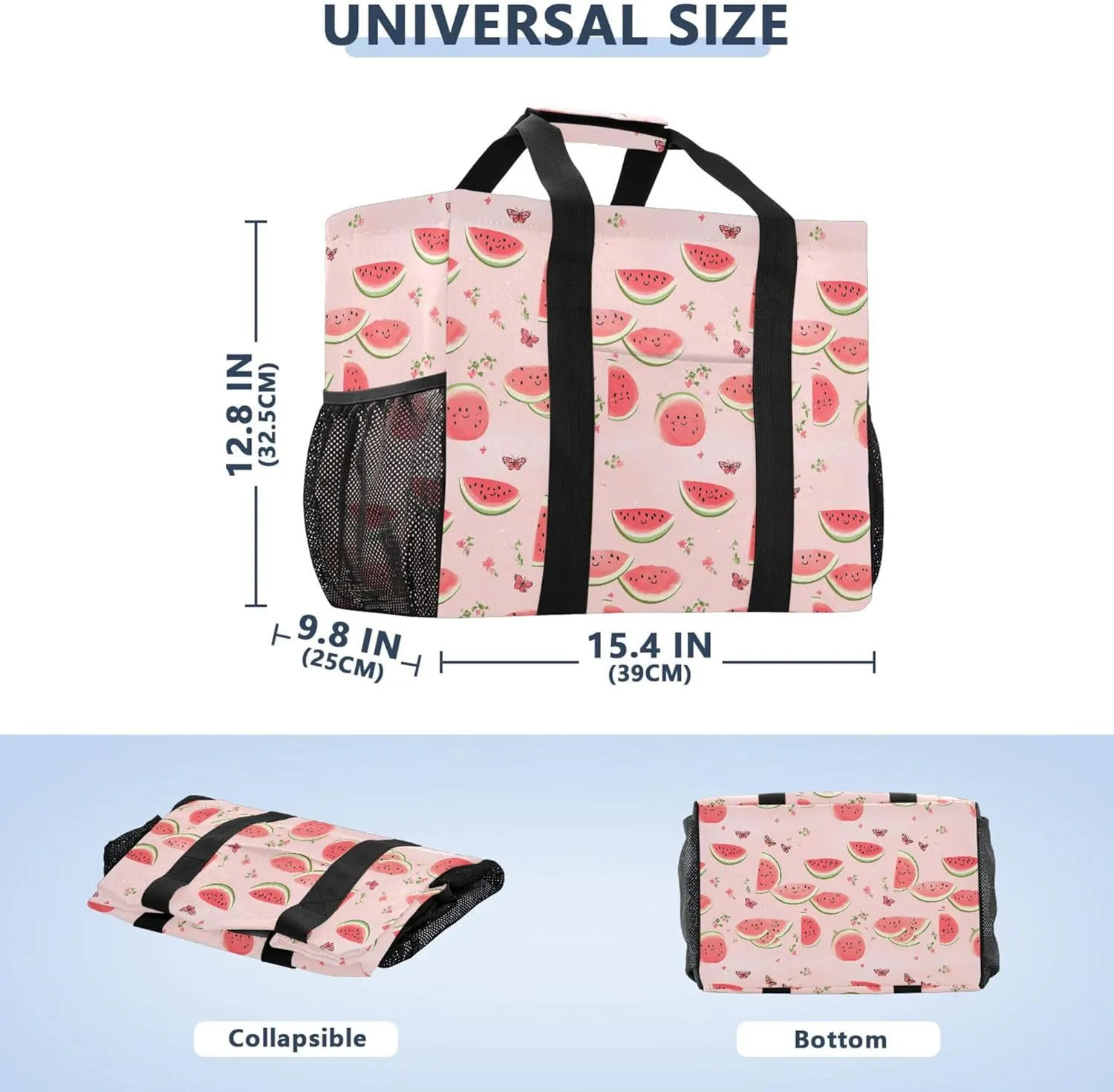 KLL Large Beach Bag Canvas Collapsable Water Resistant Reusable Grocery Bag