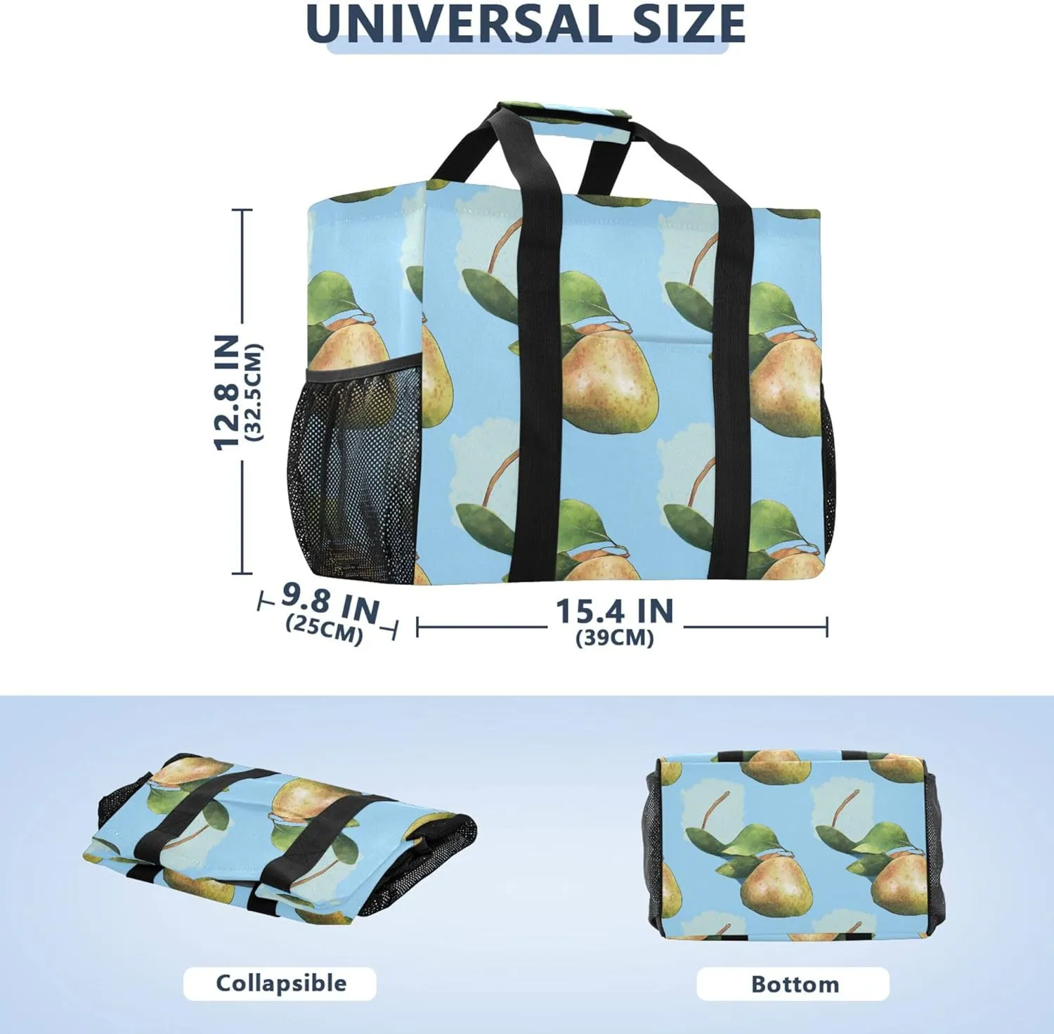 KLL Large Beach Bag Canvas Collapsable Water Resistant Reusable Grocery Bag