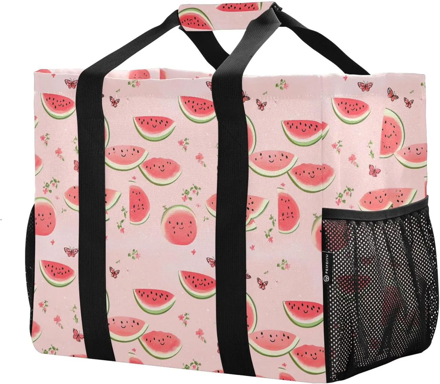 KLL Large Beach Bag Canvas Collapsable Water Resistant Reusable Grocery Bag