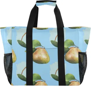 KLL Large Beach Bag Canvas Collapsable Water Resistant Reusable Grocery Bag