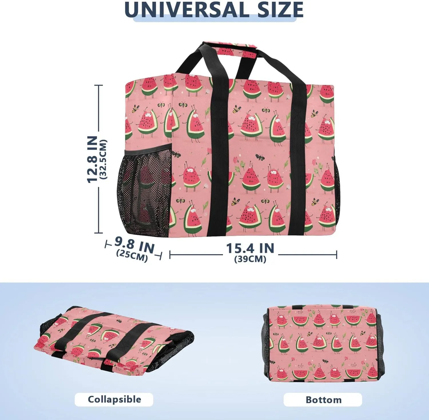 KLL Large Beach Bag Canvas Collapsable Water Resistant Reusable Grocery Bag