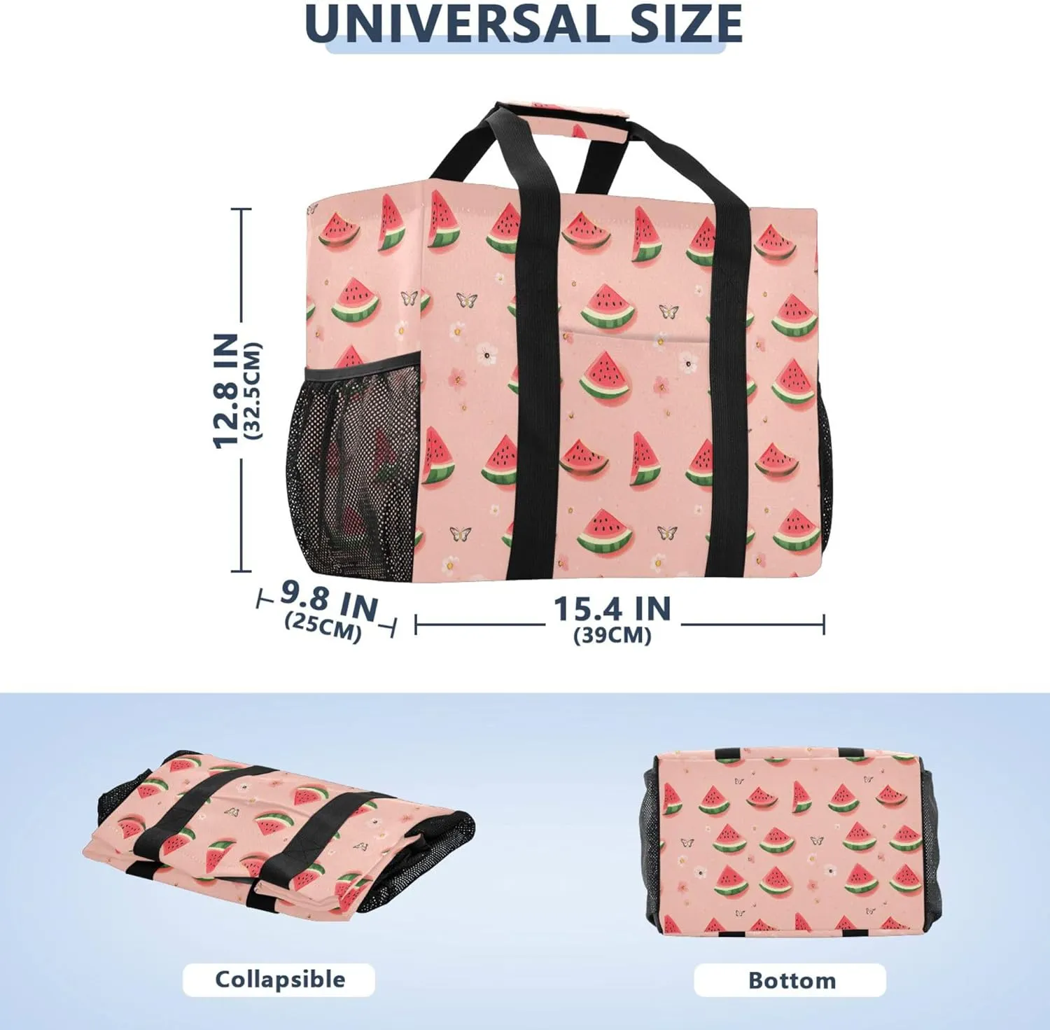 KLL Large Beach Bag Canvas Collapsable Water Resistant Reusable Grocery Bag