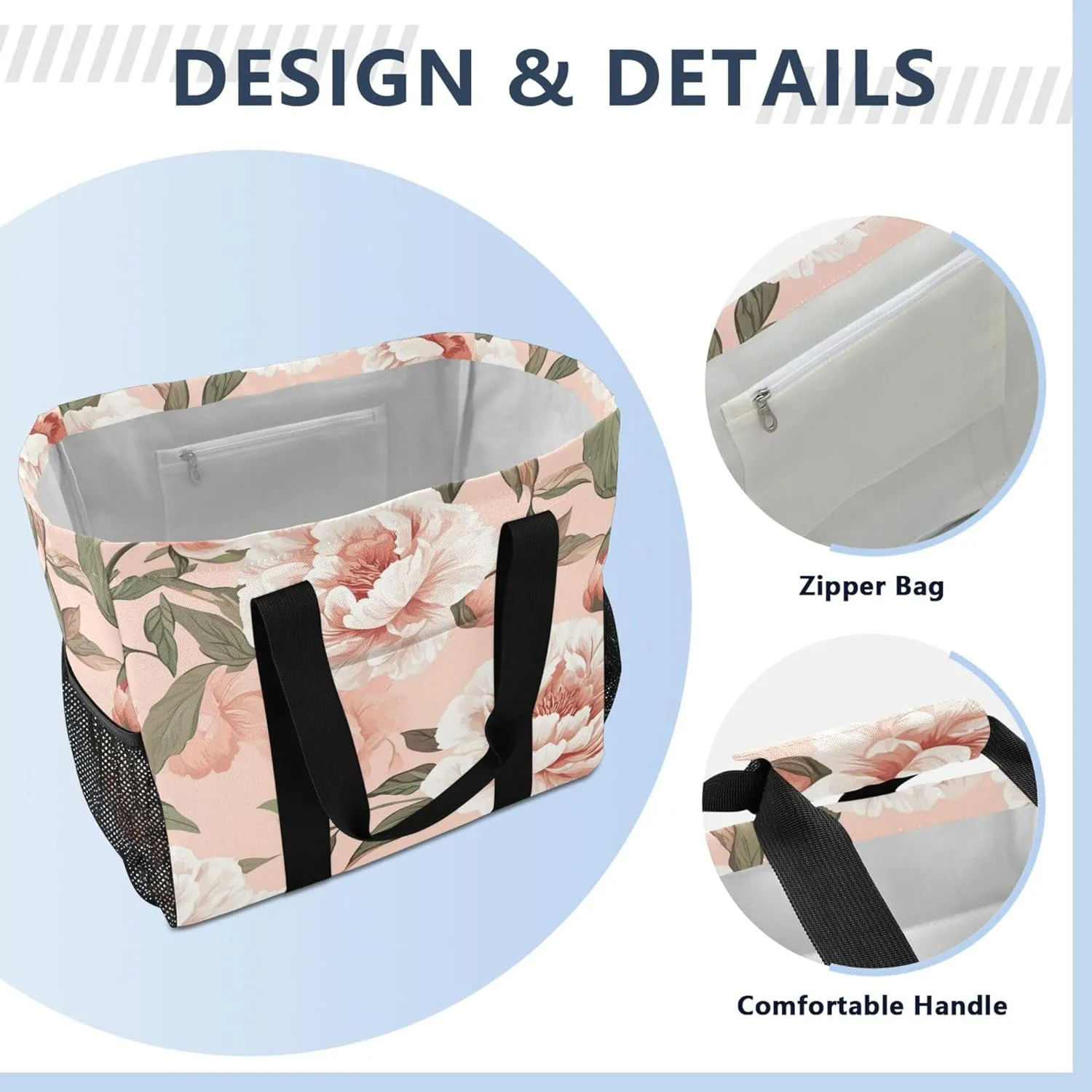 KLL Utility Bag Canvas Collapsable Water Resistant Grocery Shopping Tote