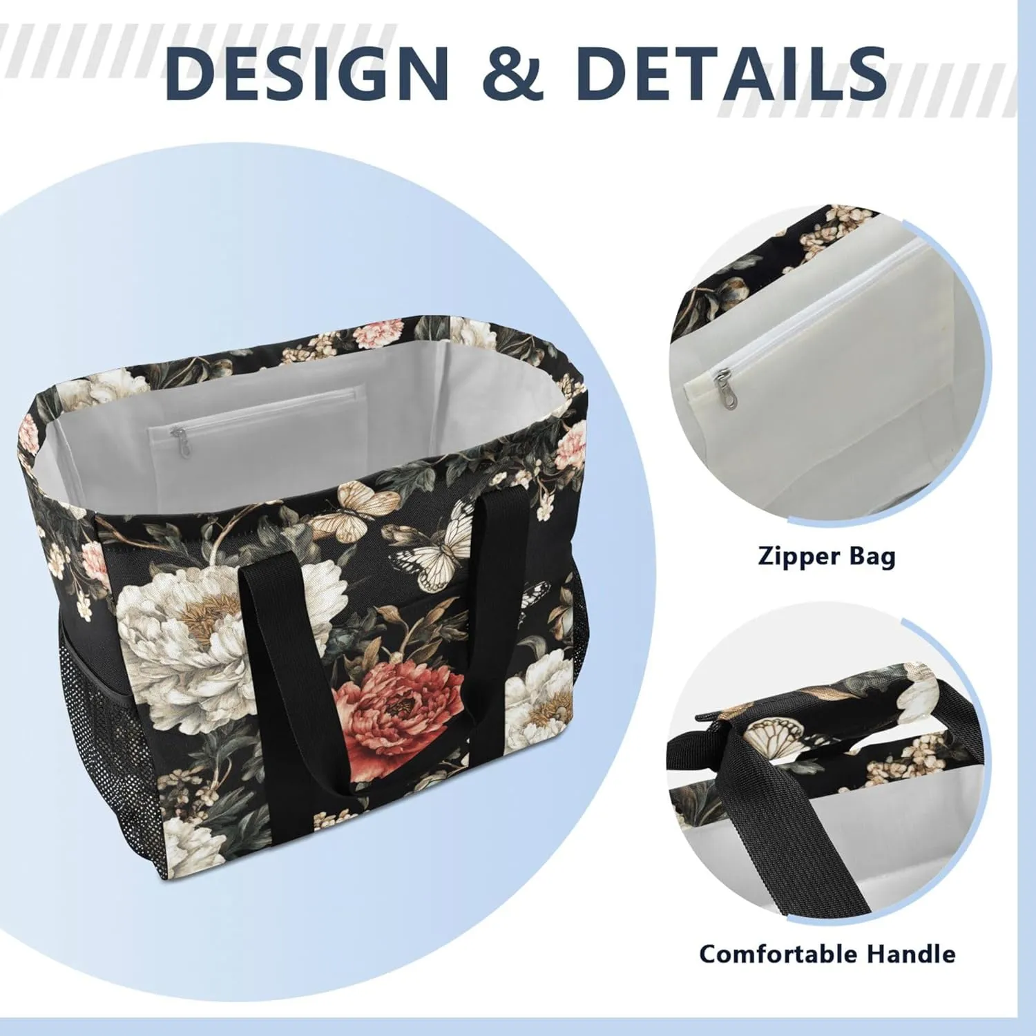 KLL Utility Bag Canvas Collapsable Water Resistant Grocery Shopping Tote