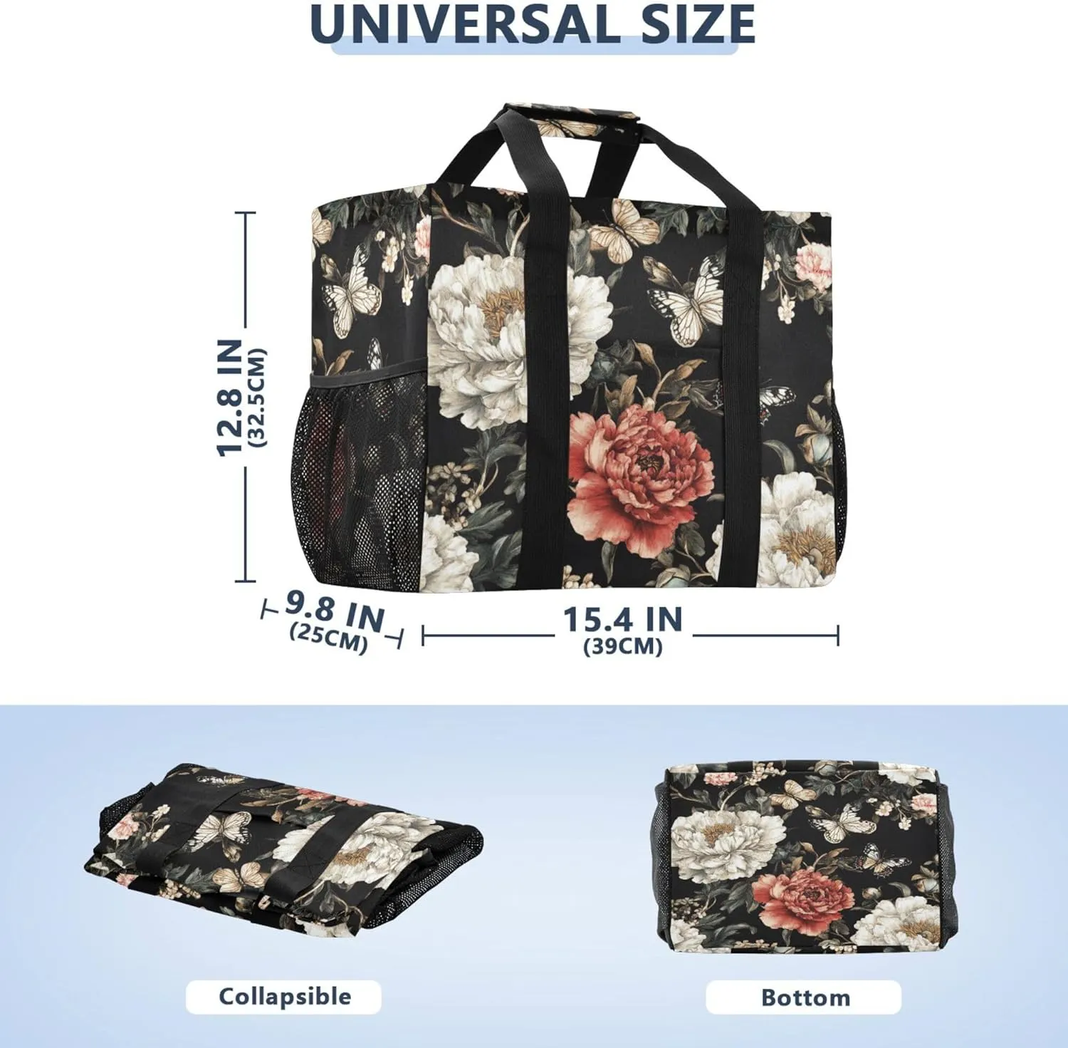 KLL Utility Bag Canvas Collapsable Water Resistant Grocery Shopping Tote