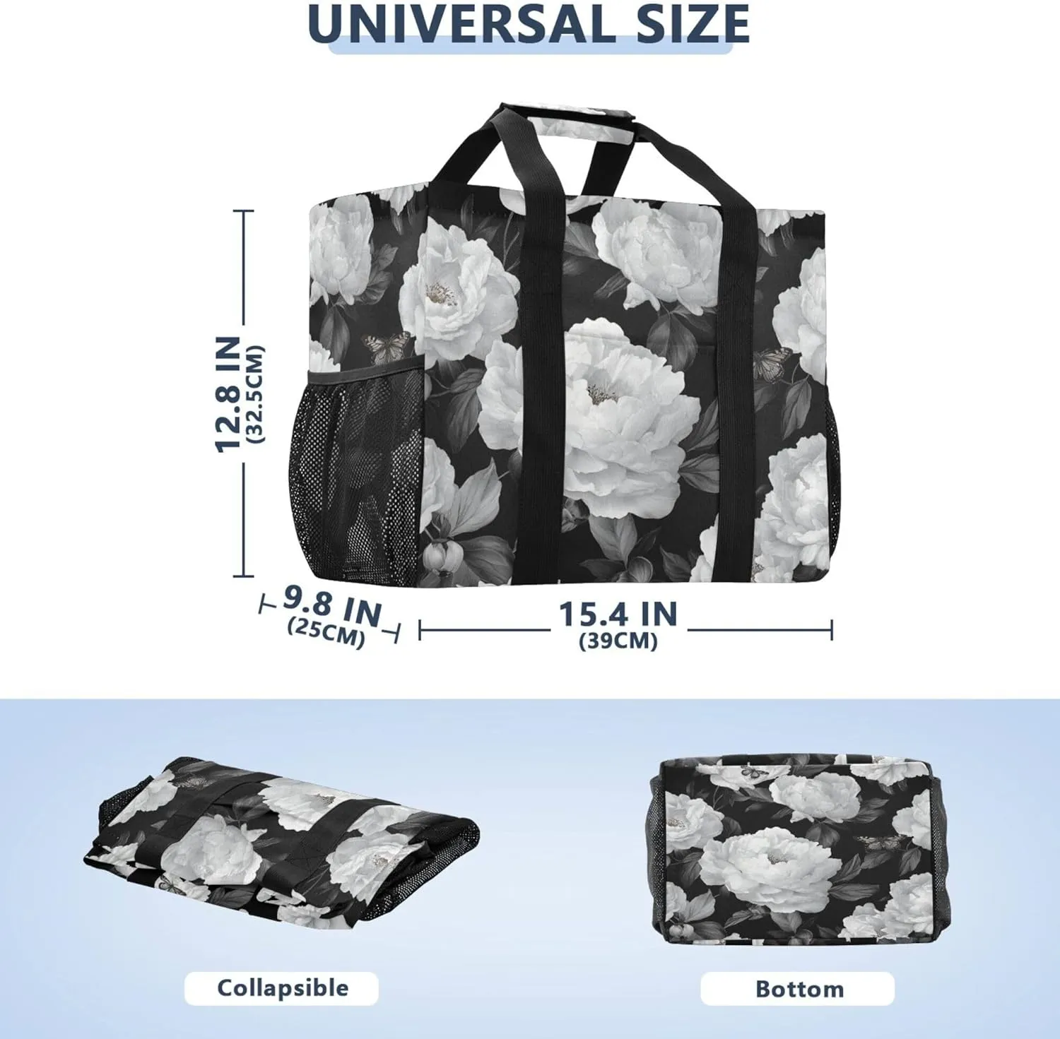 KLL Utility Bag Canvas Collapsable Water Resistant Grocery Shopping Tote
