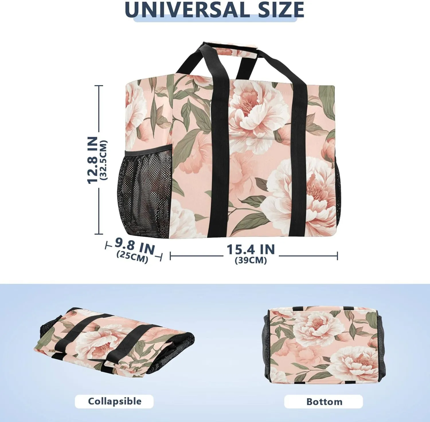 KLL Utility Bag Canvas Collapsable Water Resistant Grocery Shopping Tote