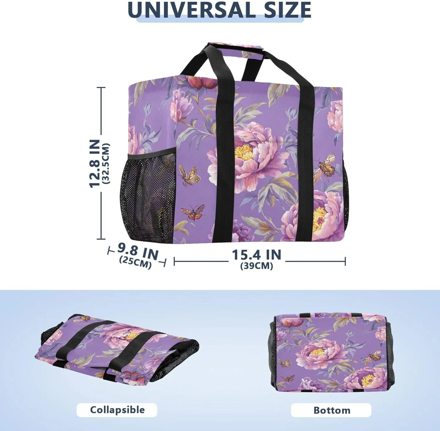 KLL Utility Bag Canvas Collapsable Water Resistant Grocery Shopping Tote