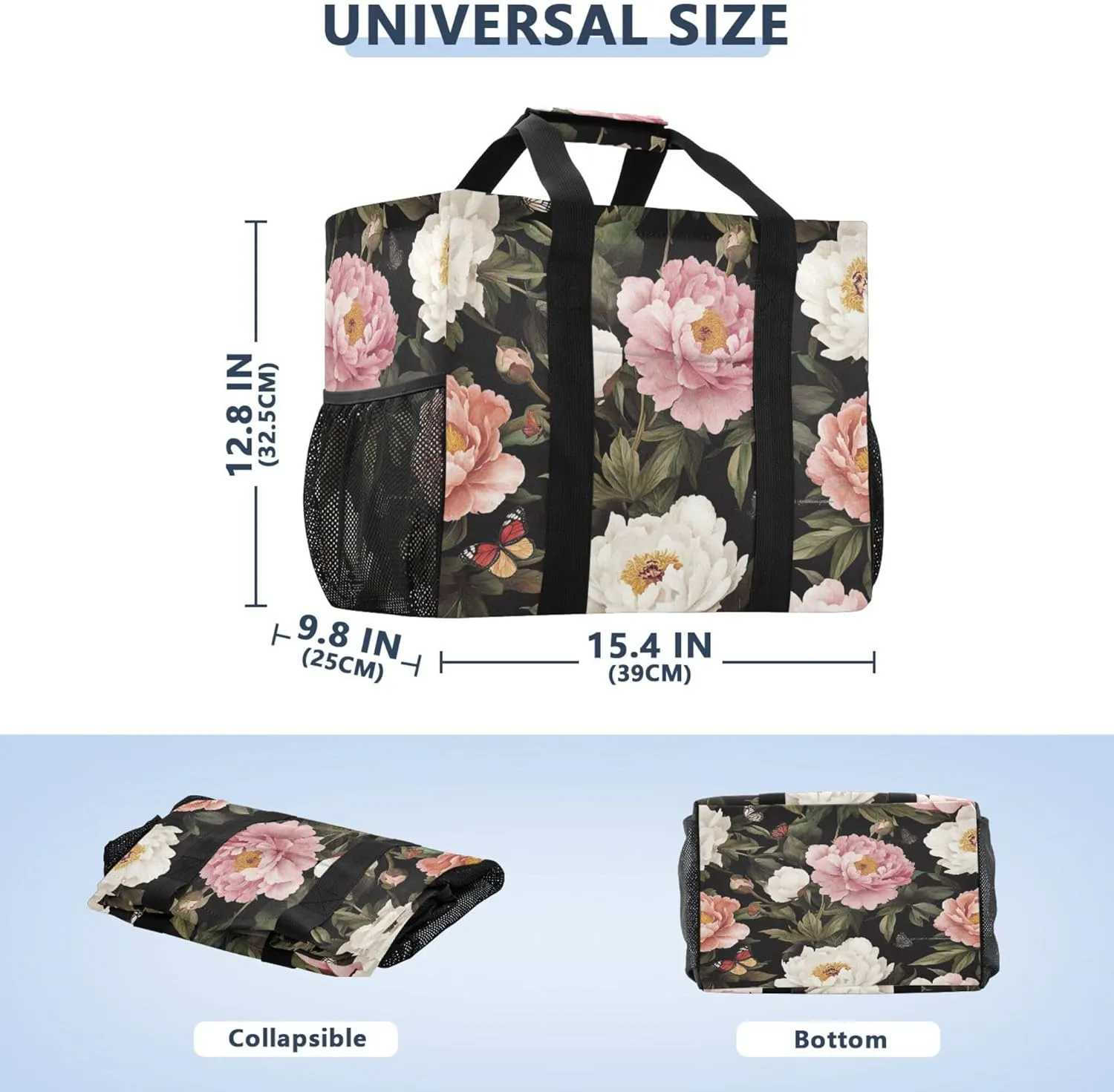KLL Utility Bag Canvas Collapsable Water Resistant Grocery Shopping Tote