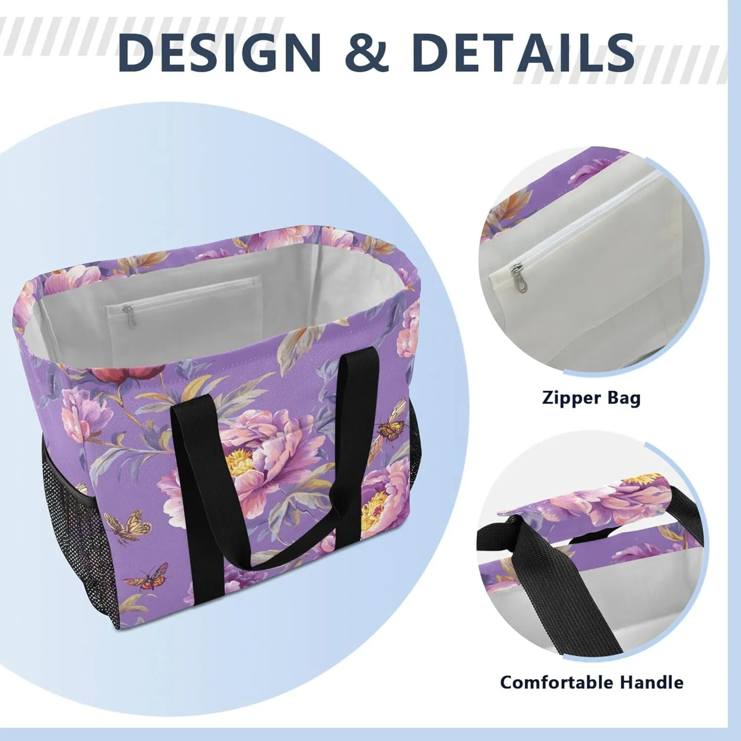 KLL Utility Bag Canvas Collapsable Water Resistant Grocery Shopping Tote