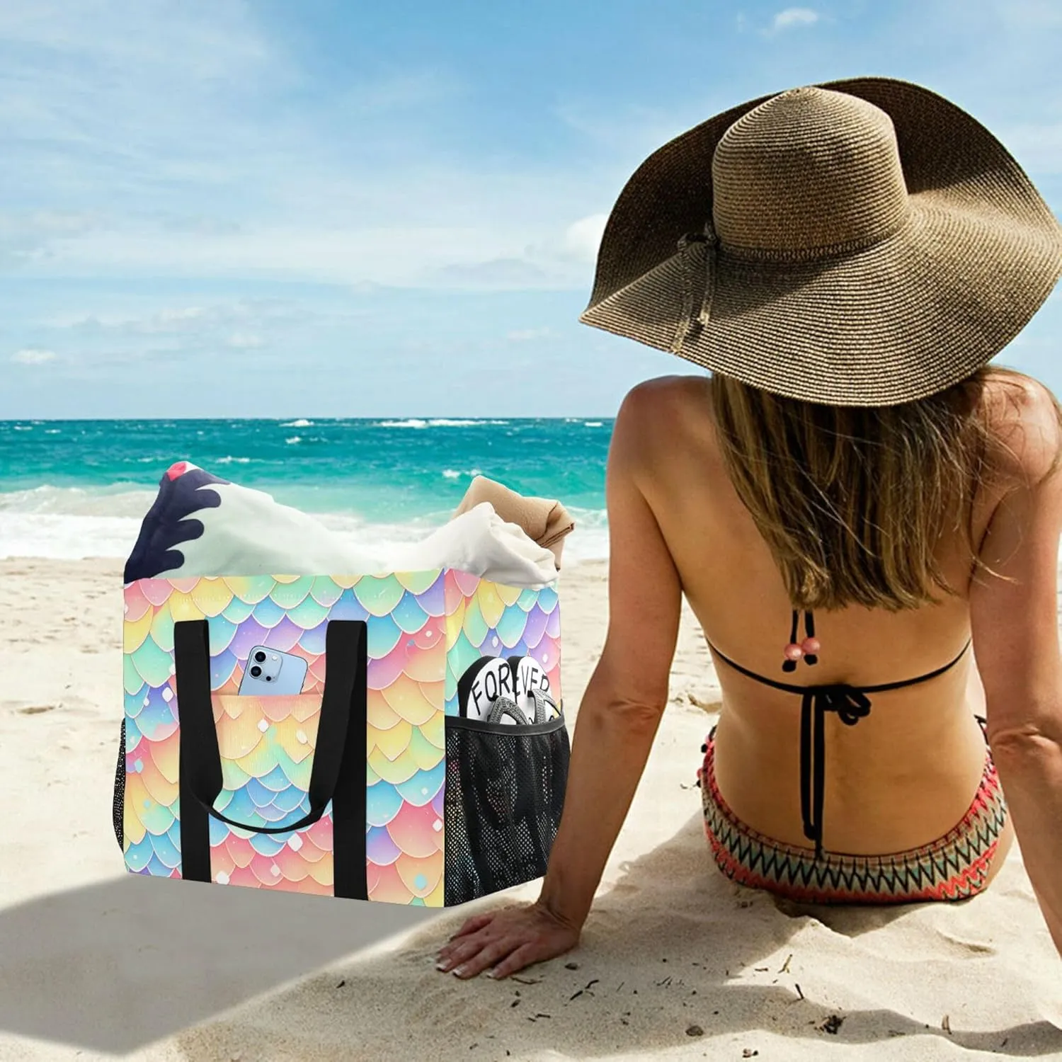 KLL Utility Tote Bag with Handles Foldable Water Resistant Shopping Bags Reusable