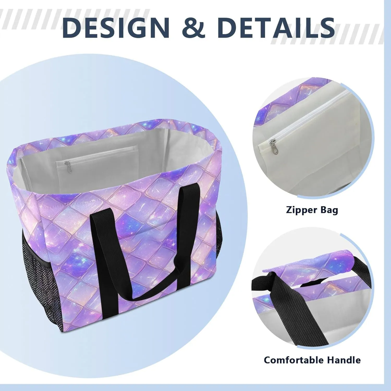 KLL Utility Tote Bag with Handles Foldable Water Resistant Shopping Bags Reusable