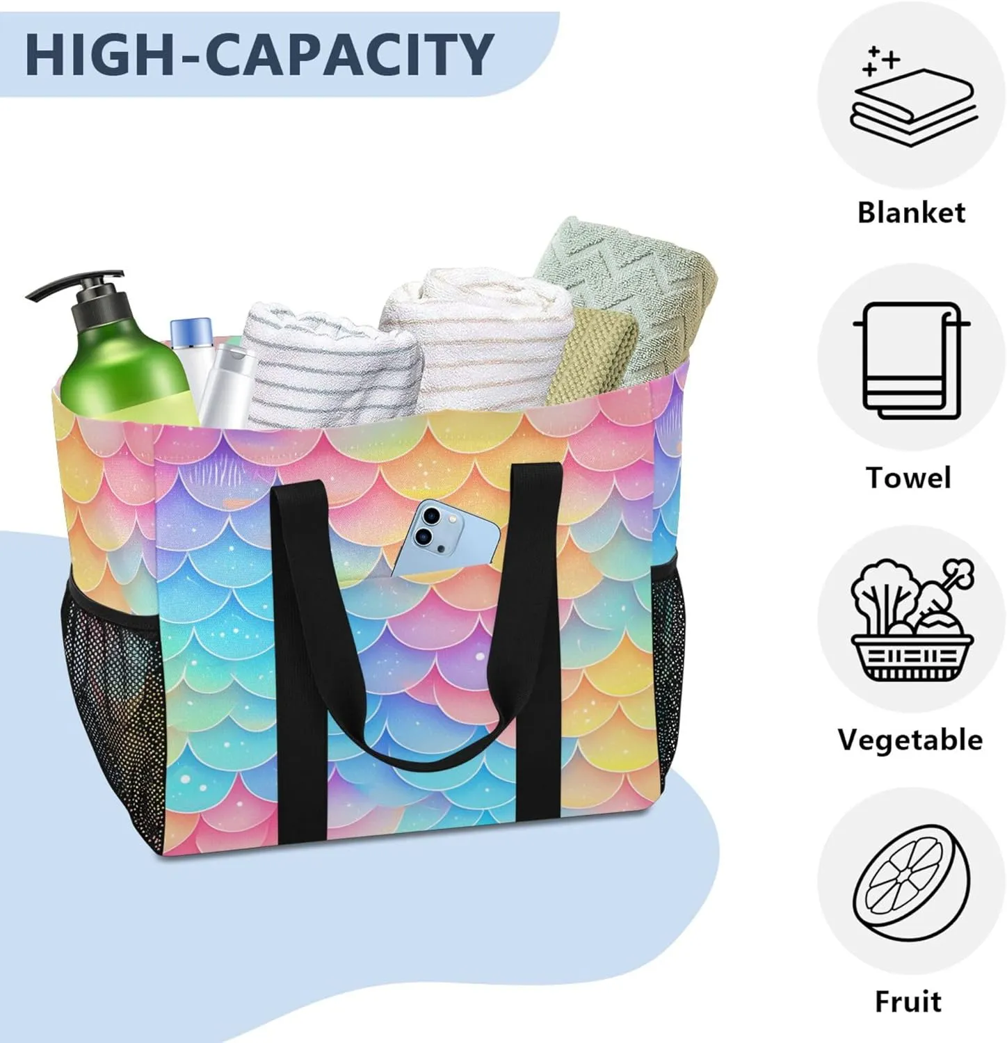 KLL Utility Tote Bag with Handles Foldable Water Resistant Shopping Bags Reusable