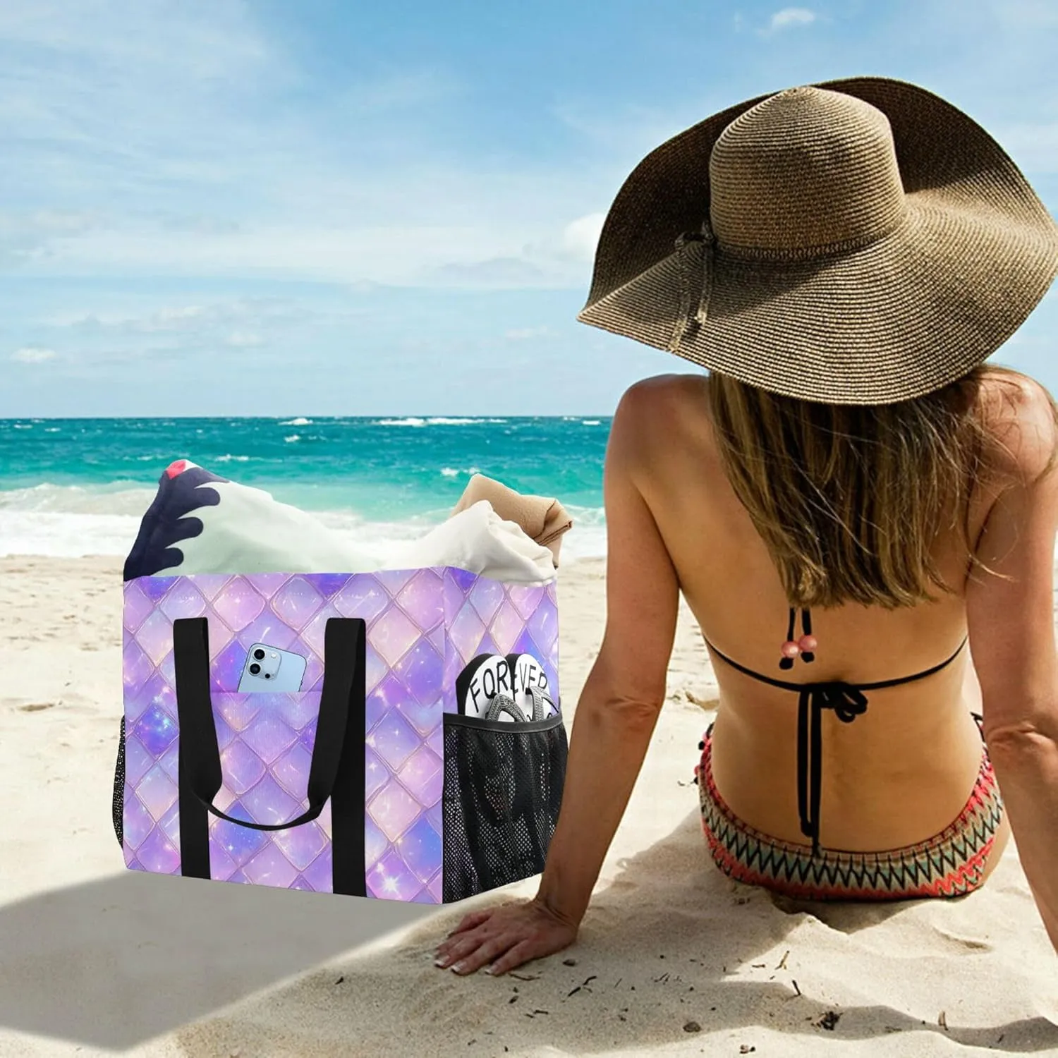 KLL Utility Tote Bag with Handles Foldable Water Resistant Shopping Bags Reusable
