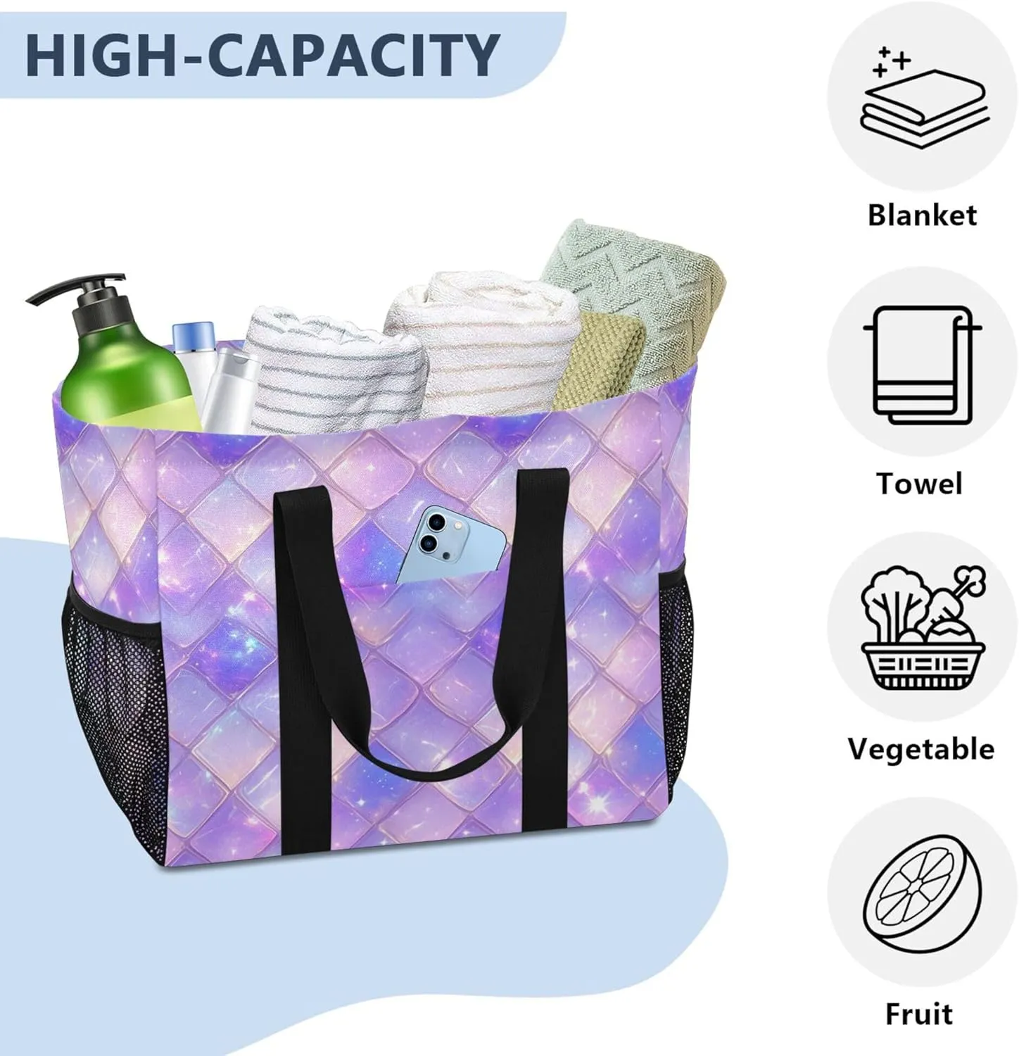 KLL Utility Tote Bag with Handles Foldable Water Resistant Shopping Bags Reusable