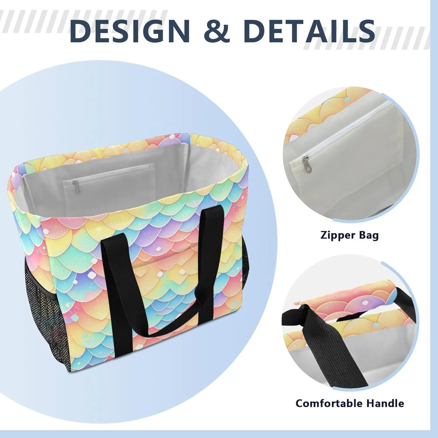 KLL Utility Tote Bag with Handles Foldable Water Resistant Shopping Bags Reusable