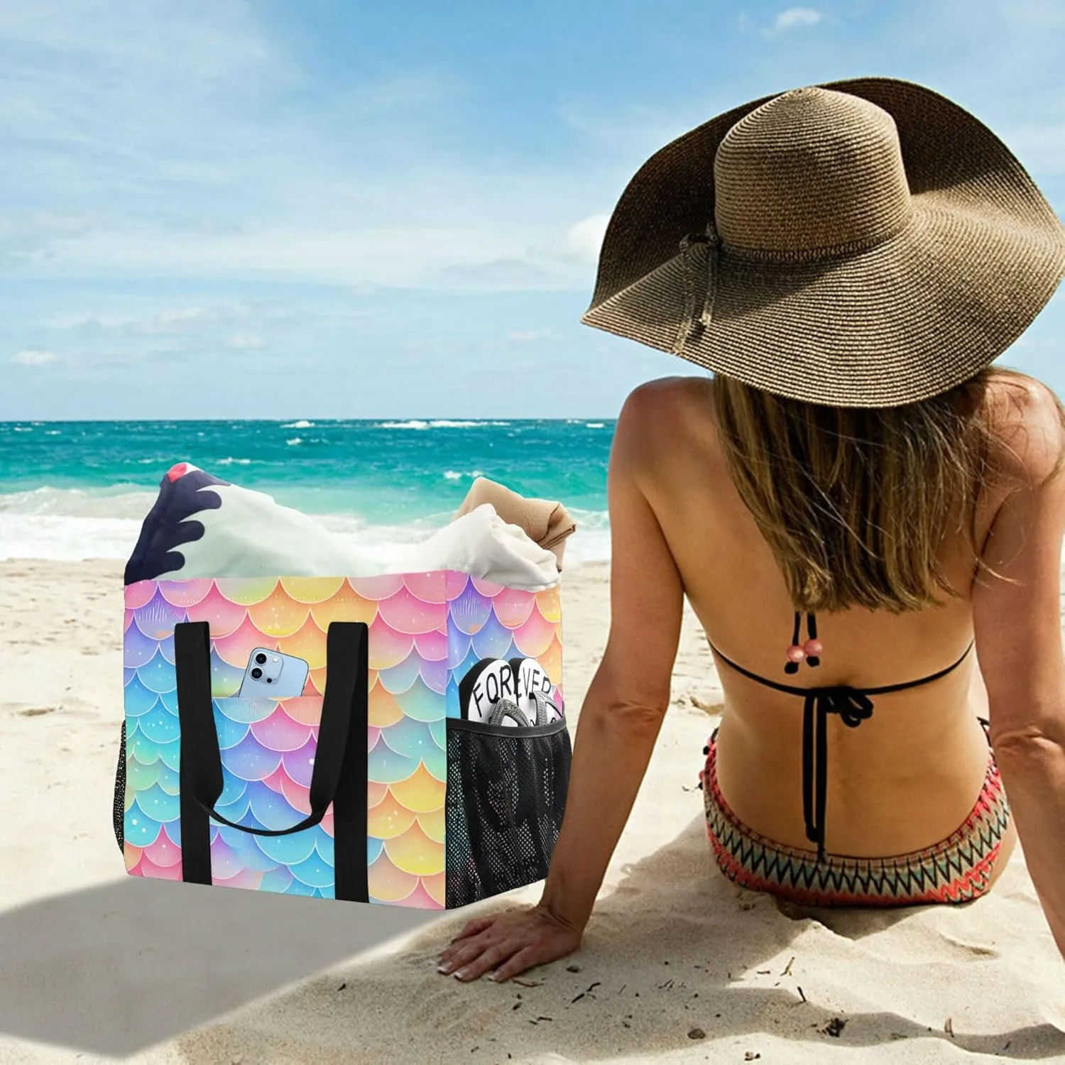 KLL Utility Tote Bag with Handles Foldable Water Resistant Shopping Bags Reusable