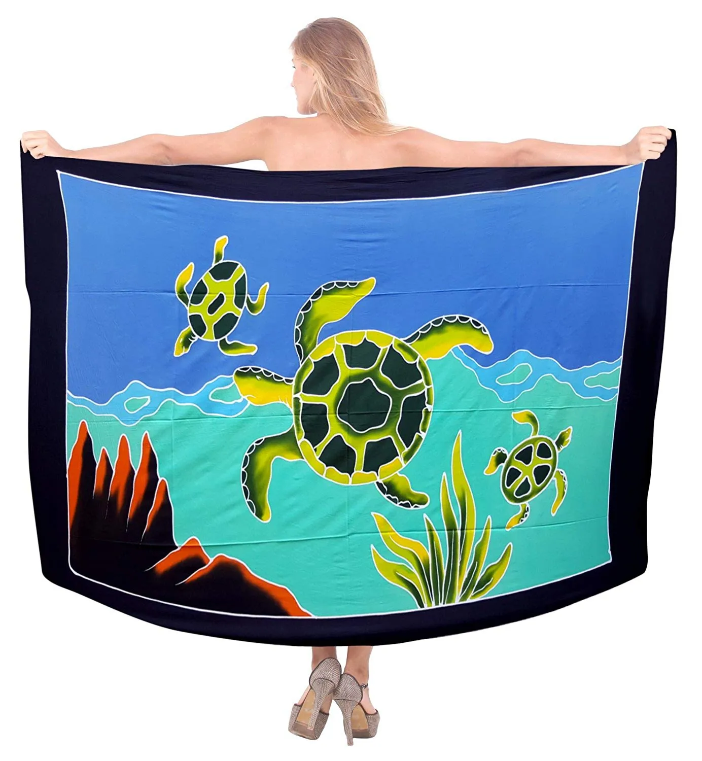 LA LEELA Swimsuit Cover-Up Sarong Beach Wrap Skirt Hawaiian Sarongs for Women Plus Size Large Maxi EF