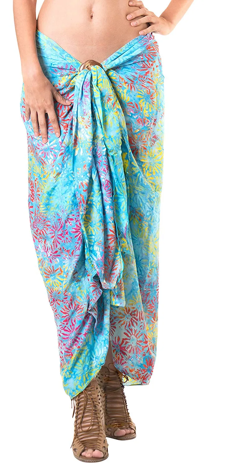 LA LEELA Womens Beach Swimsuit Cover Up Sarong Swimwear Cover-Up Wrap Skirt Plus Size Large Maxi FO