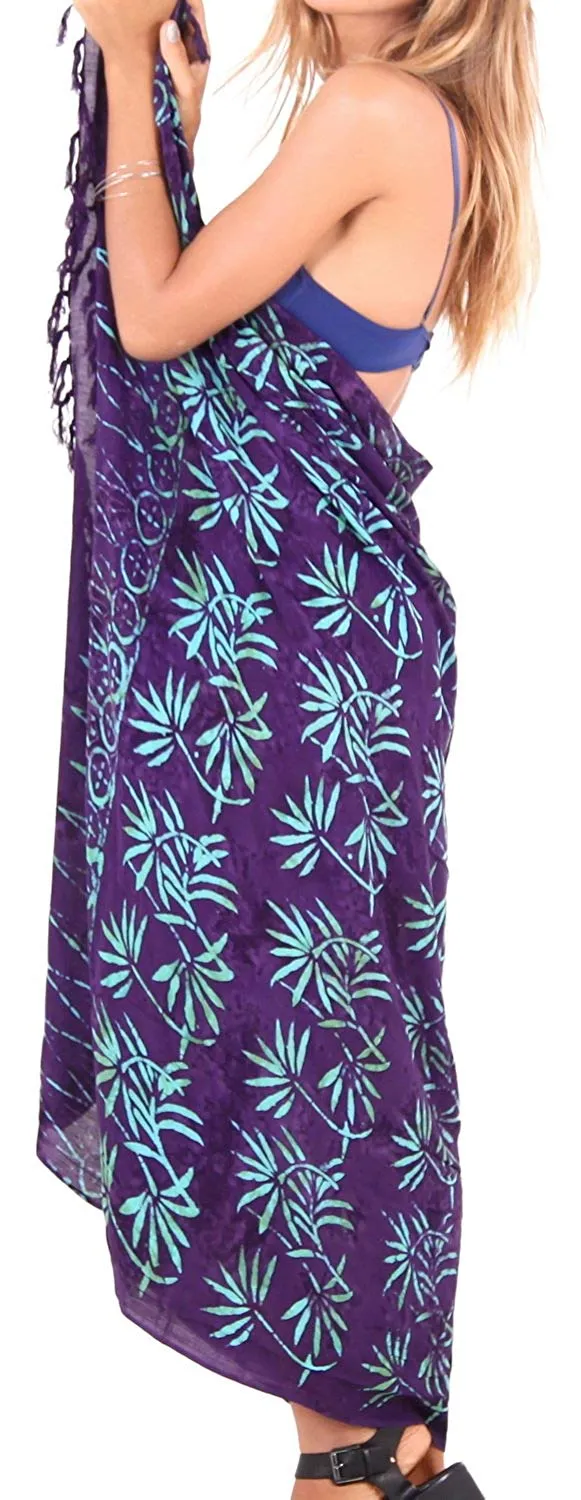 LA LEELA Womens Beach Swimsuit Cover Up Sarong Swimwear Cover-Up Wrap Skirt Plus Size Large Maxi FO
