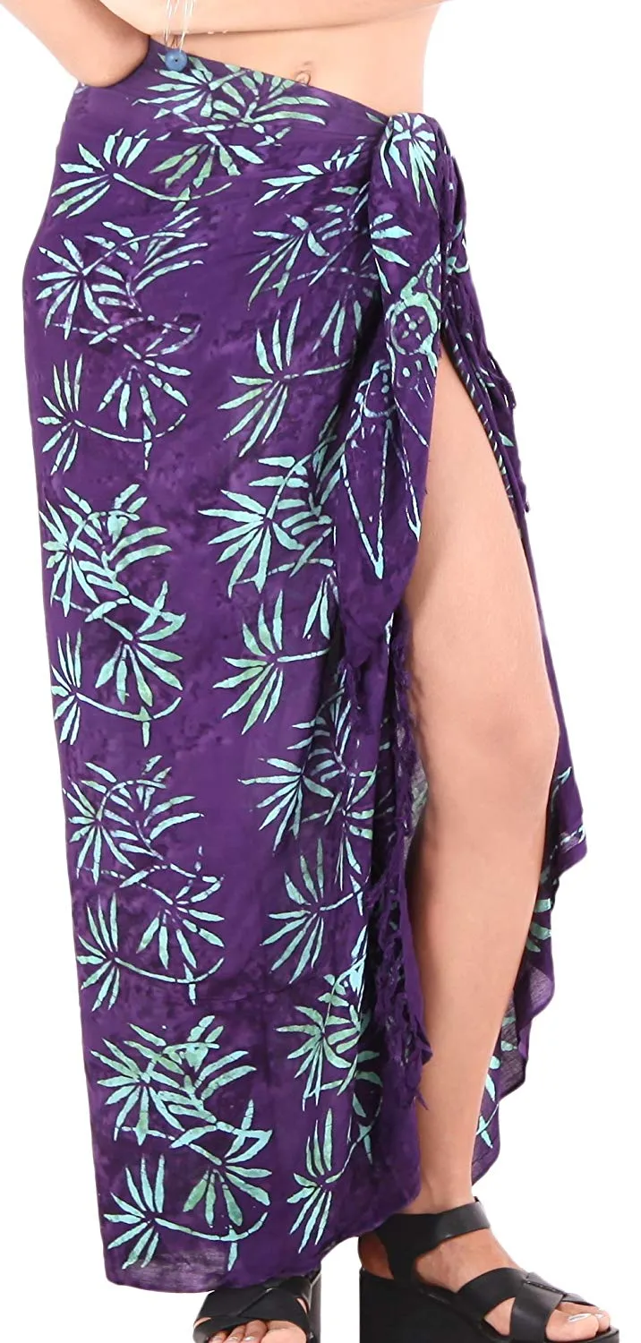 LA LEELA Womens Beach Swimsuit Cover Up Sarong Swimwear Cover-Up Wrap Skirt Plus Size Large Maxi FO