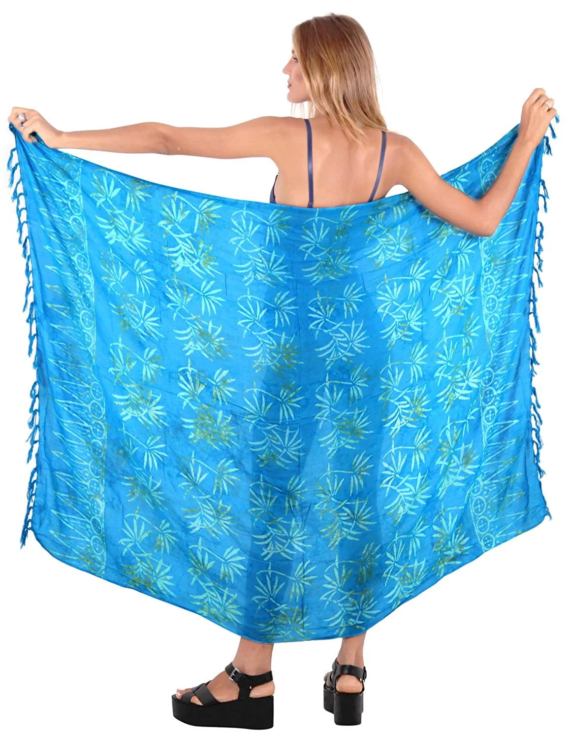 LA LEELA Womens Beach Swimsuit Cover Up Sarong Swimwear Cover-Up Wrap Skirt Plus Size Large Maxi FO