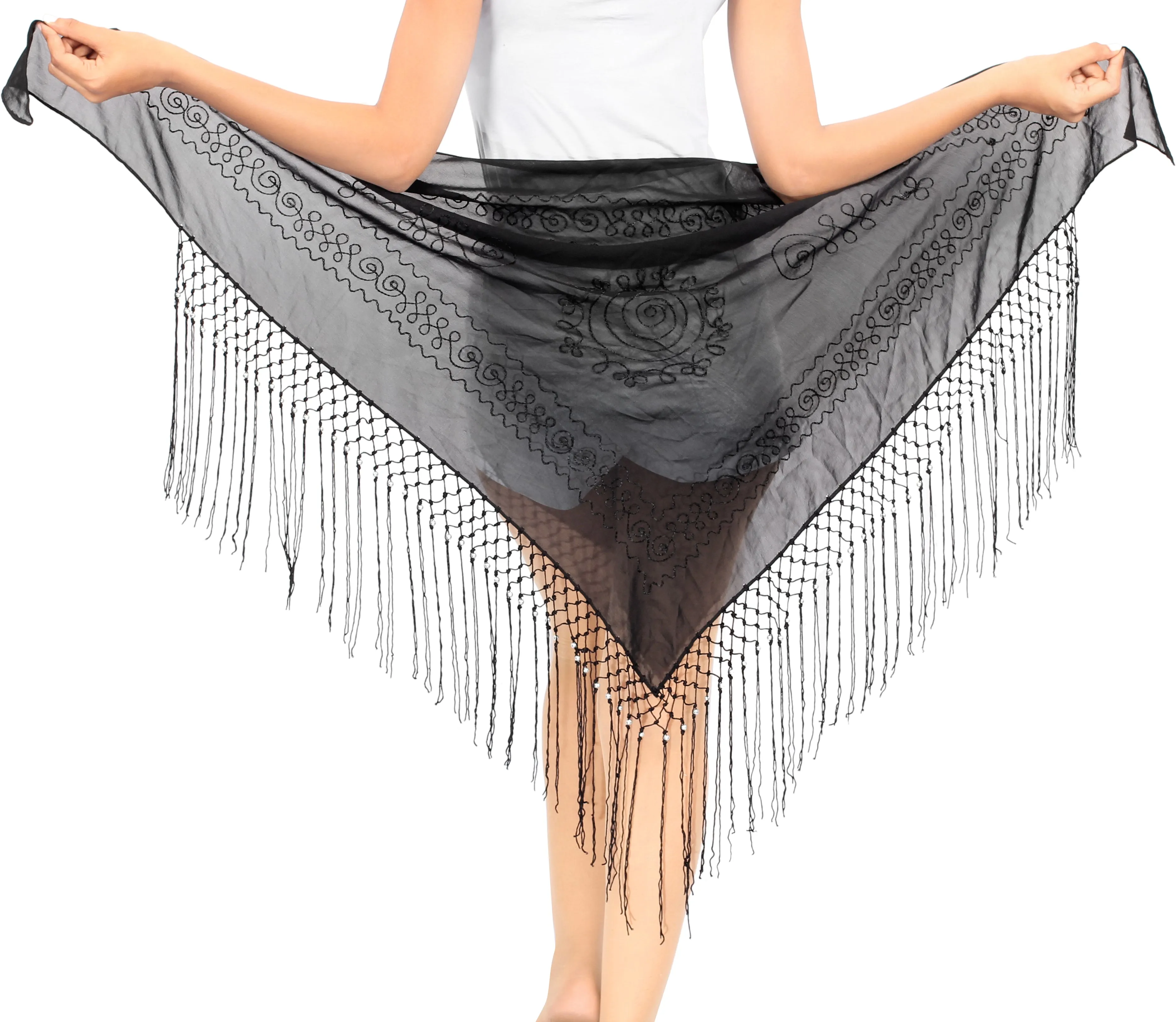 La Leela Women's Hawaiian Bikini Beach Wrap Sheer Sarong Swimming Bathing suit Beachwear Swim Dress Pareo Cover up Long 78"X42"  Black 912103