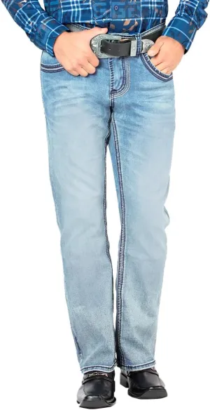 LAMASINI  Mens Boot Cut Jeans, Durable and Comfortable Denim, Western Style, Perfect for Casual & Rodeo Wear LM1851