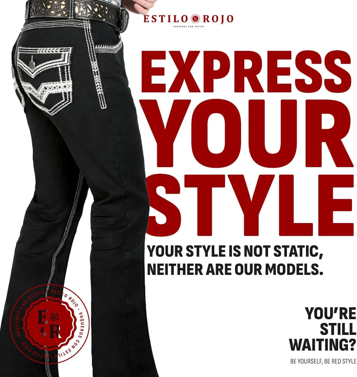 LAMASINI  Mens Boot Cut Jeans, Durable and Comfortable Denim, Western Style, Perfect for Casual & Rodeo Wear LM1851