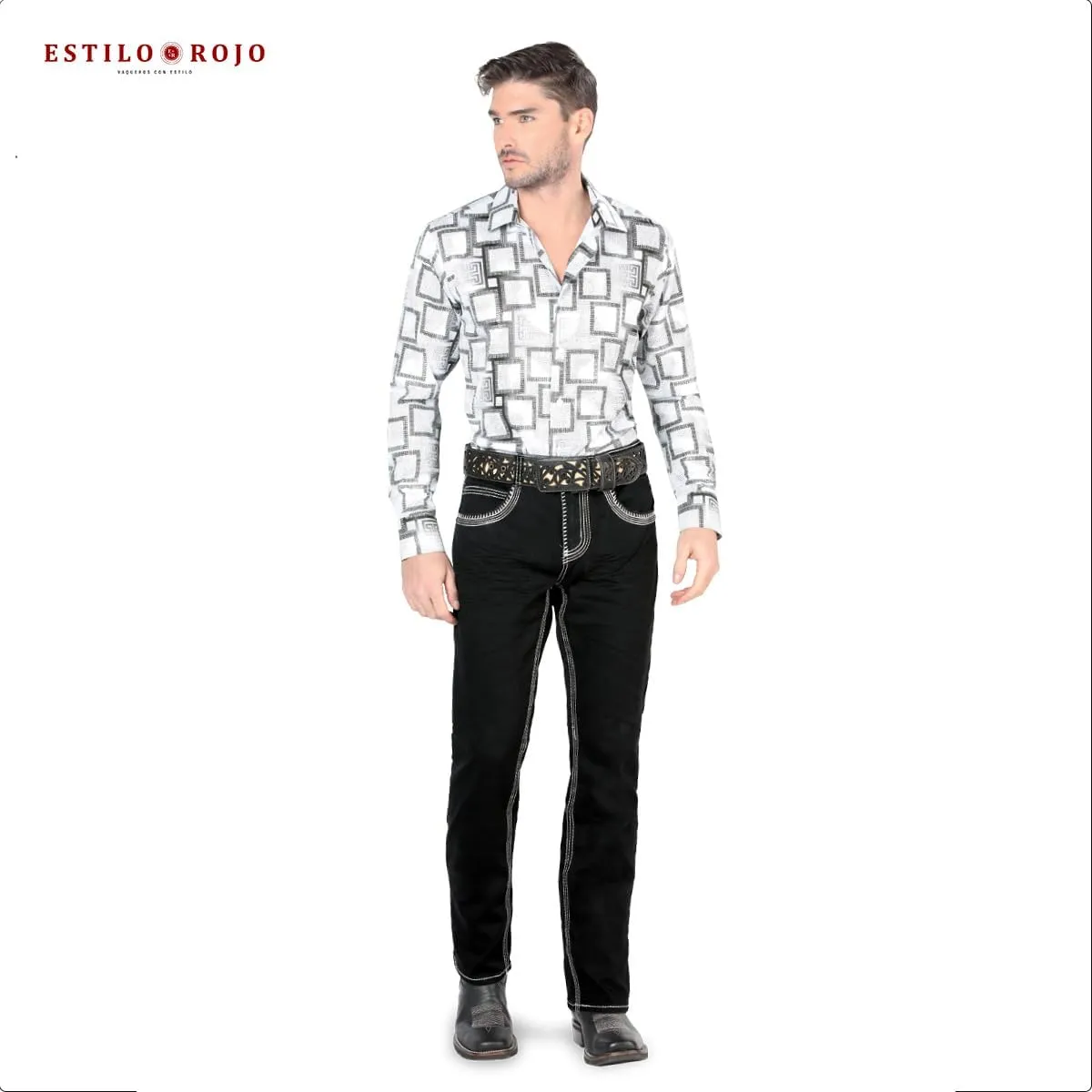 LAMASINI  Mens Boot Cut Jeans, Durable and Comfortable Denim, Western Style, Perfect for Casual & Rodeo Wear LM1851