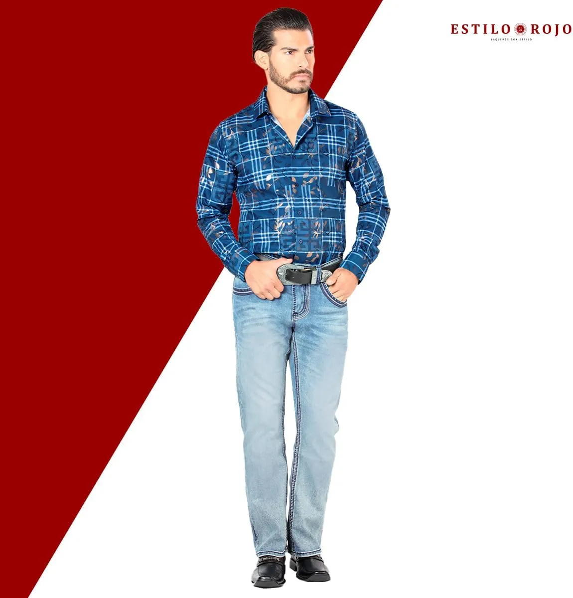 LAMASINI  Mens Boot Cut Jeans, Durable and Comfortable Denim, Western Style, Perfect for Casual & Rodeo Wear LM1851
