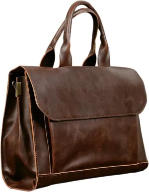 Laptop Briefcase Case Business Shoulder Bag Crossbody Bag Water-resistant Pu Leather
