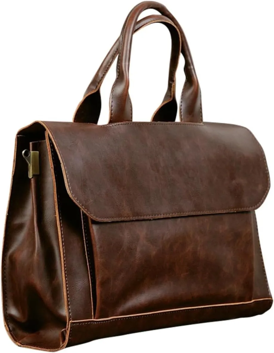 Laptop Briefcase Case Business Shoulder Bag Crossbody Bag Water-resistant Pu Leather