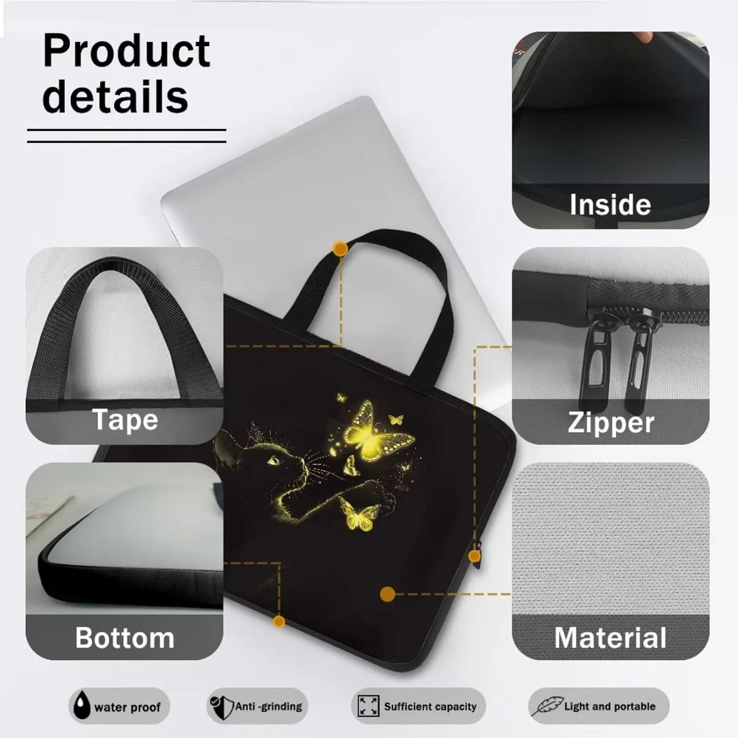 Laptop Sleeve Case for Women Slim & Water-Resistant Laptop Cover Bag