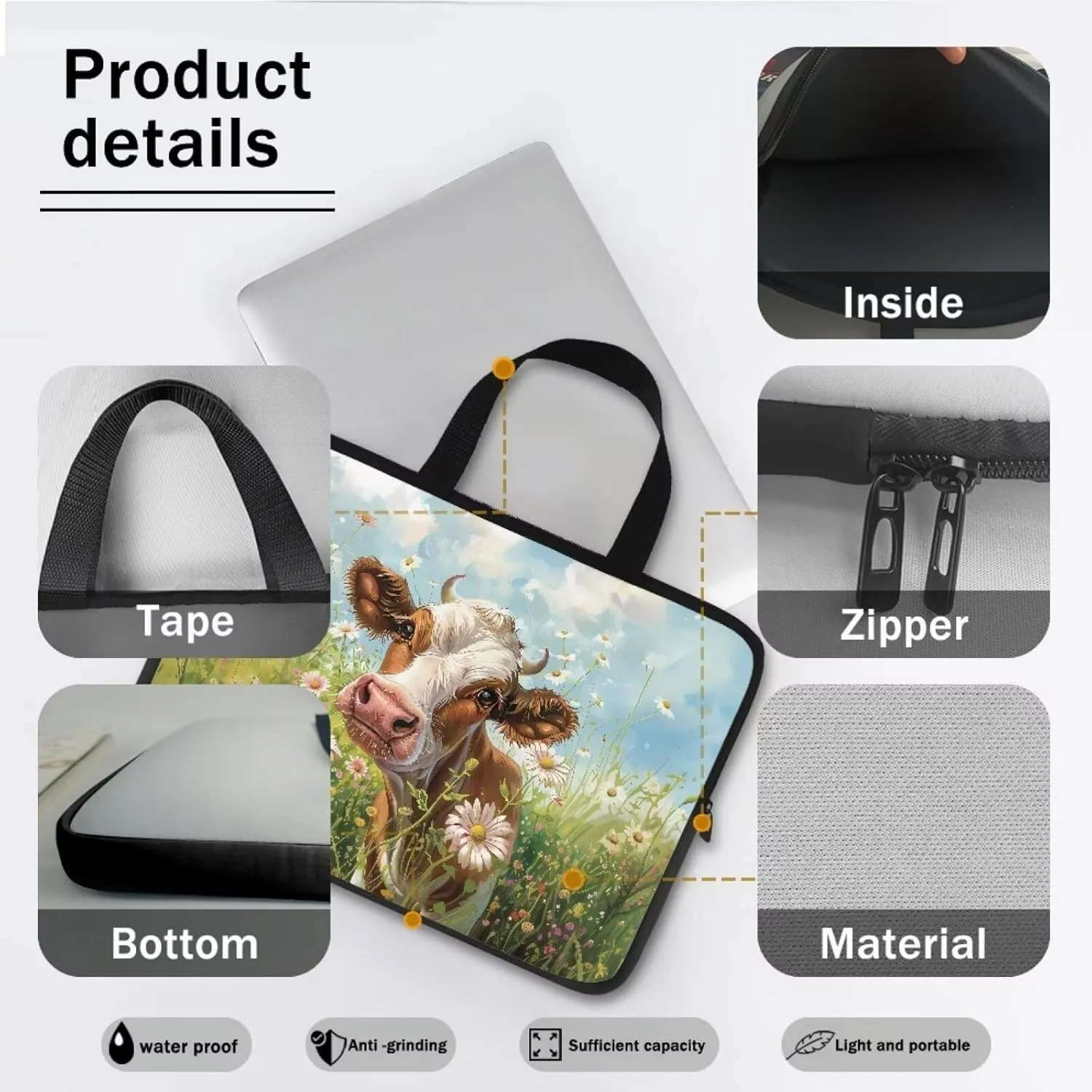 Laptop Sleeve Case for Women Slim & Water-Resistant Laptop Cover Bag